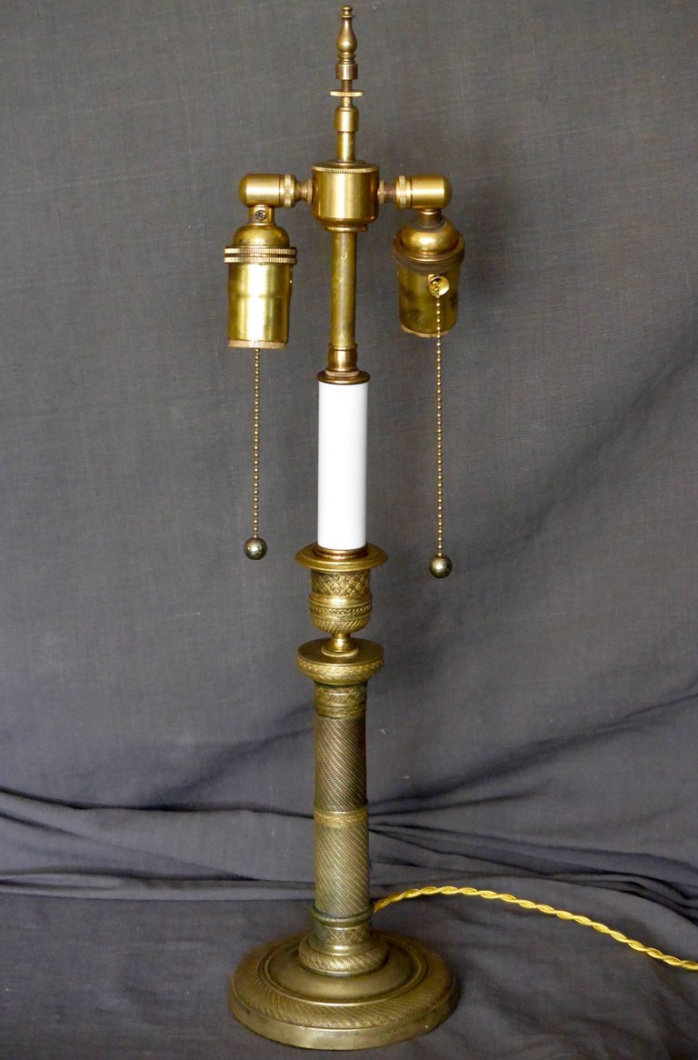Charles X Gilt Metal Candlestick Lamp For Sale at 1stDibs