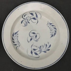 Pair of Blue and White French Cream-Ware Plates