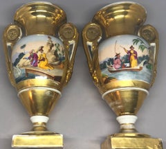 Pair of Empire Gilt Chinoiserie Vases