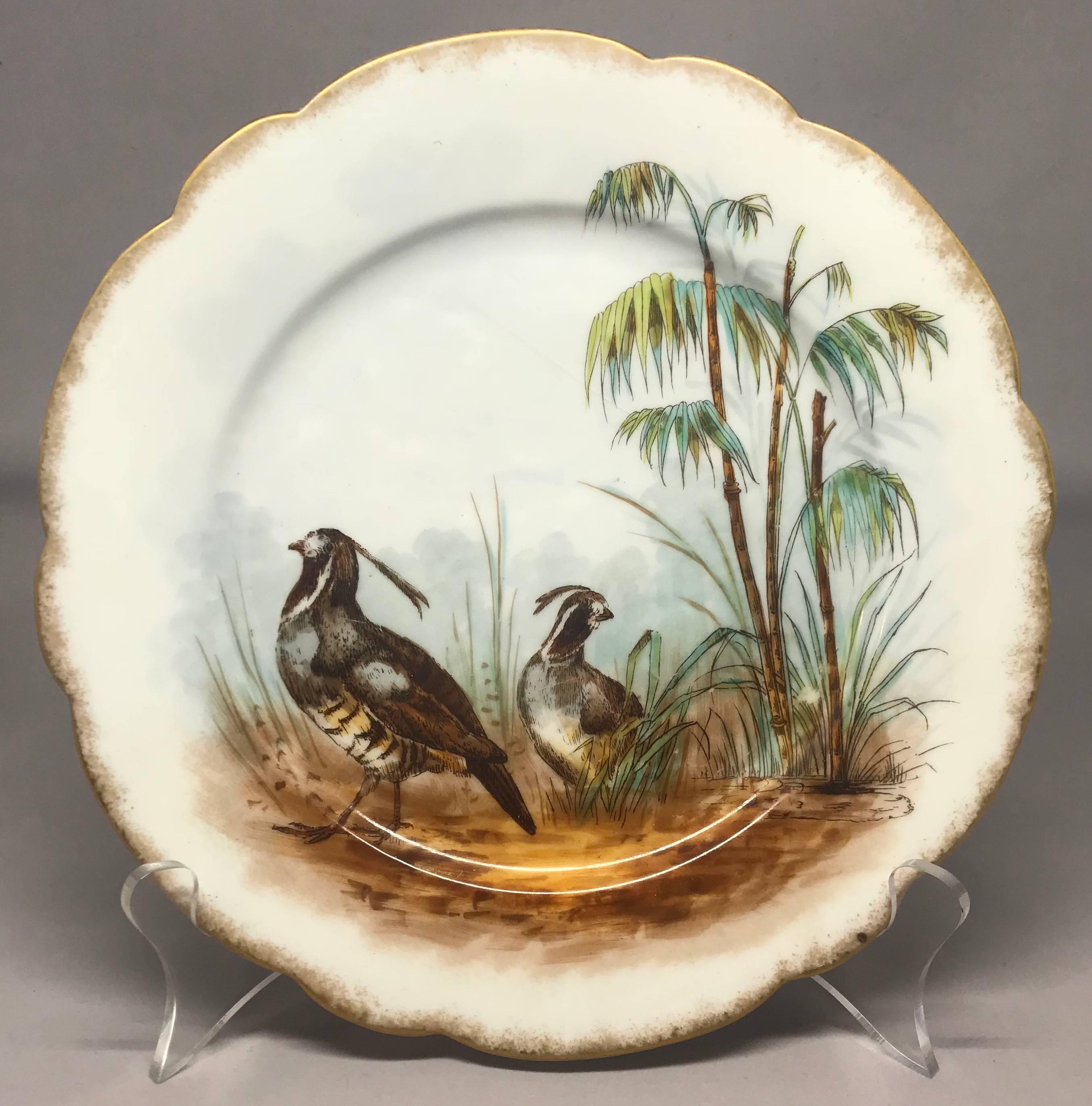 Set of Six Hand-Painted Limoges Game Bird Plates In Excellent Condition In New York, NY