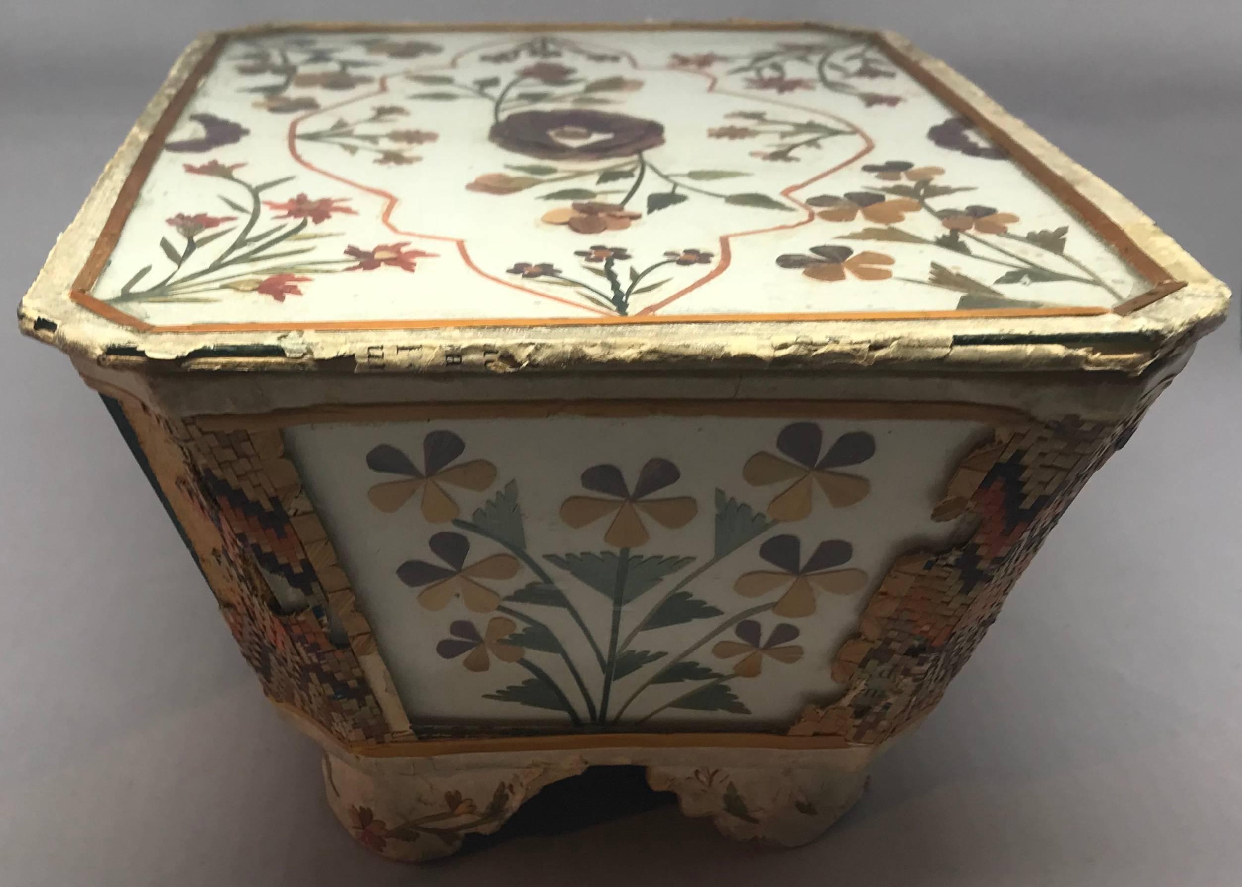 Italian Decoupage Straw Box For Sale 2