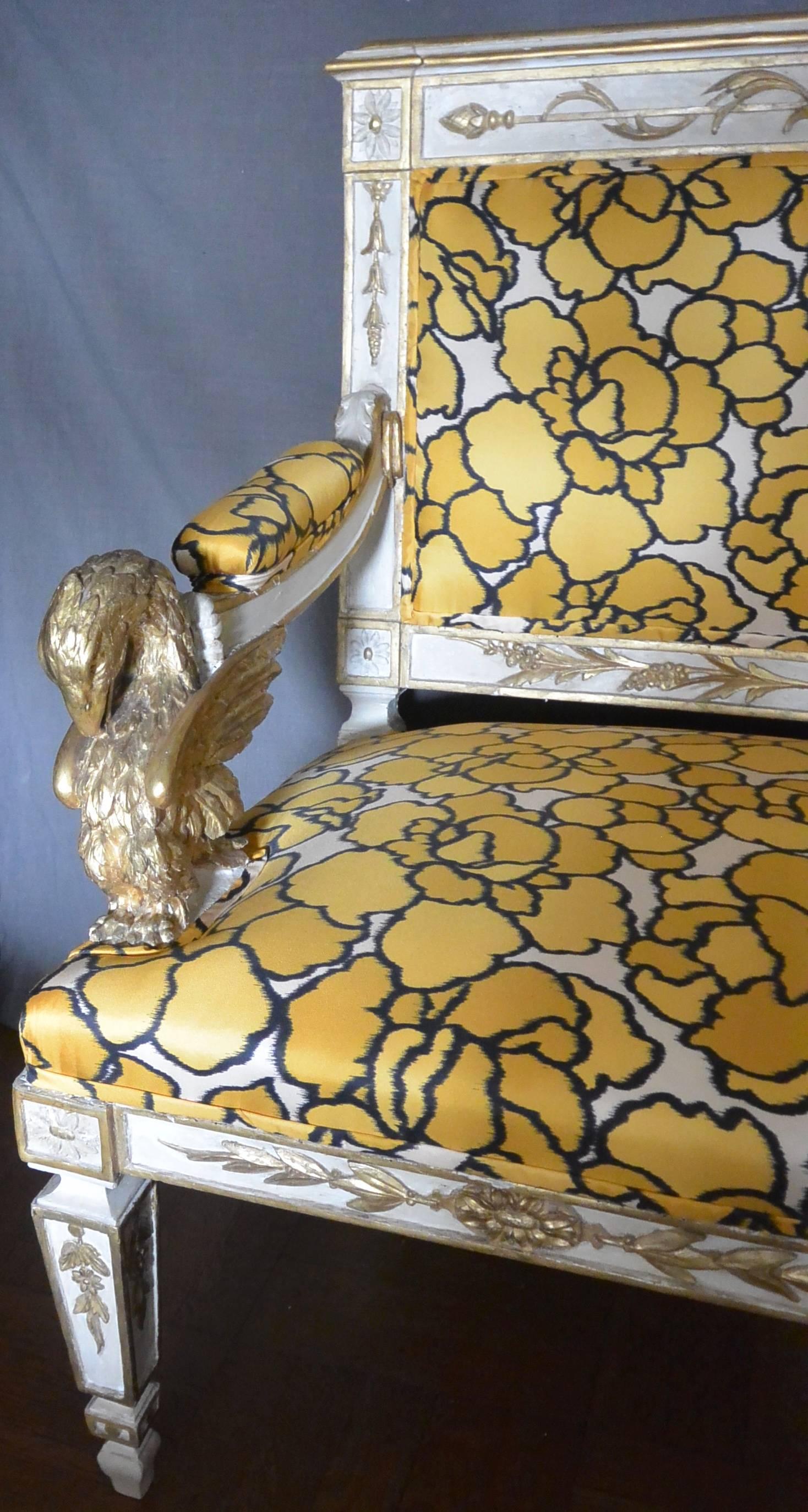 Italian Marc Jacobs Floral Eagle Settee For Sale
