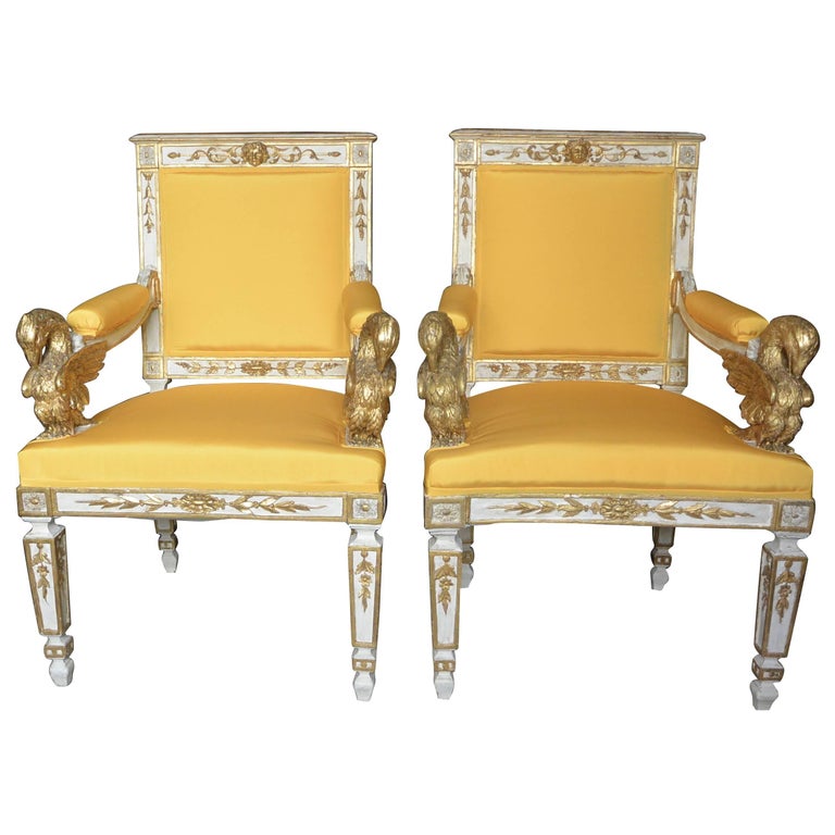 Pair of eagle armchairs, early 19th century, Biscaye Freres