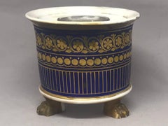 French Empire Blue and Gilt Porcelain Inkstand