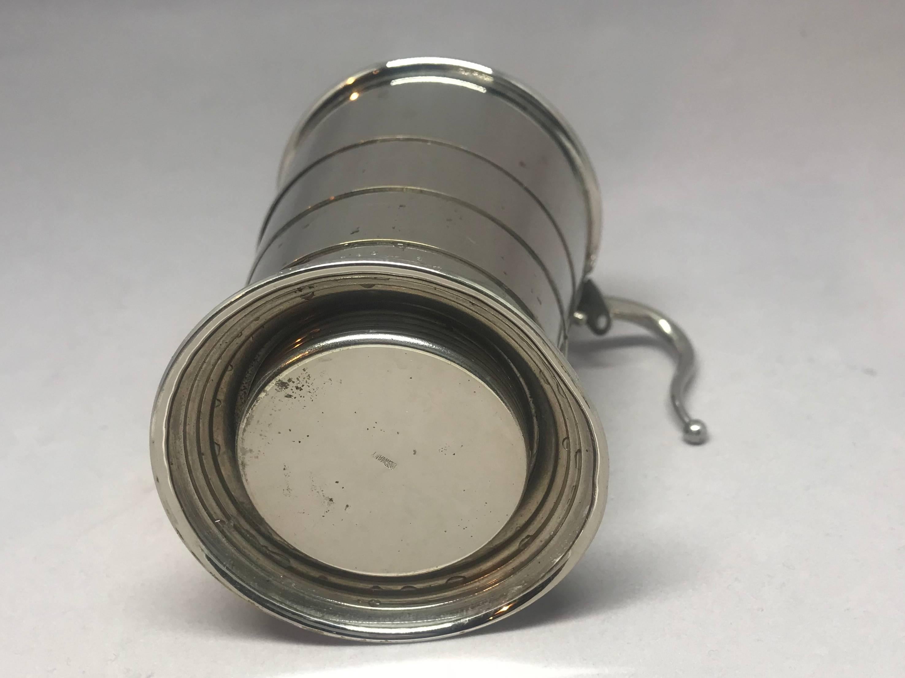 20th Century Collapsible German Silver and Vermeil Cup