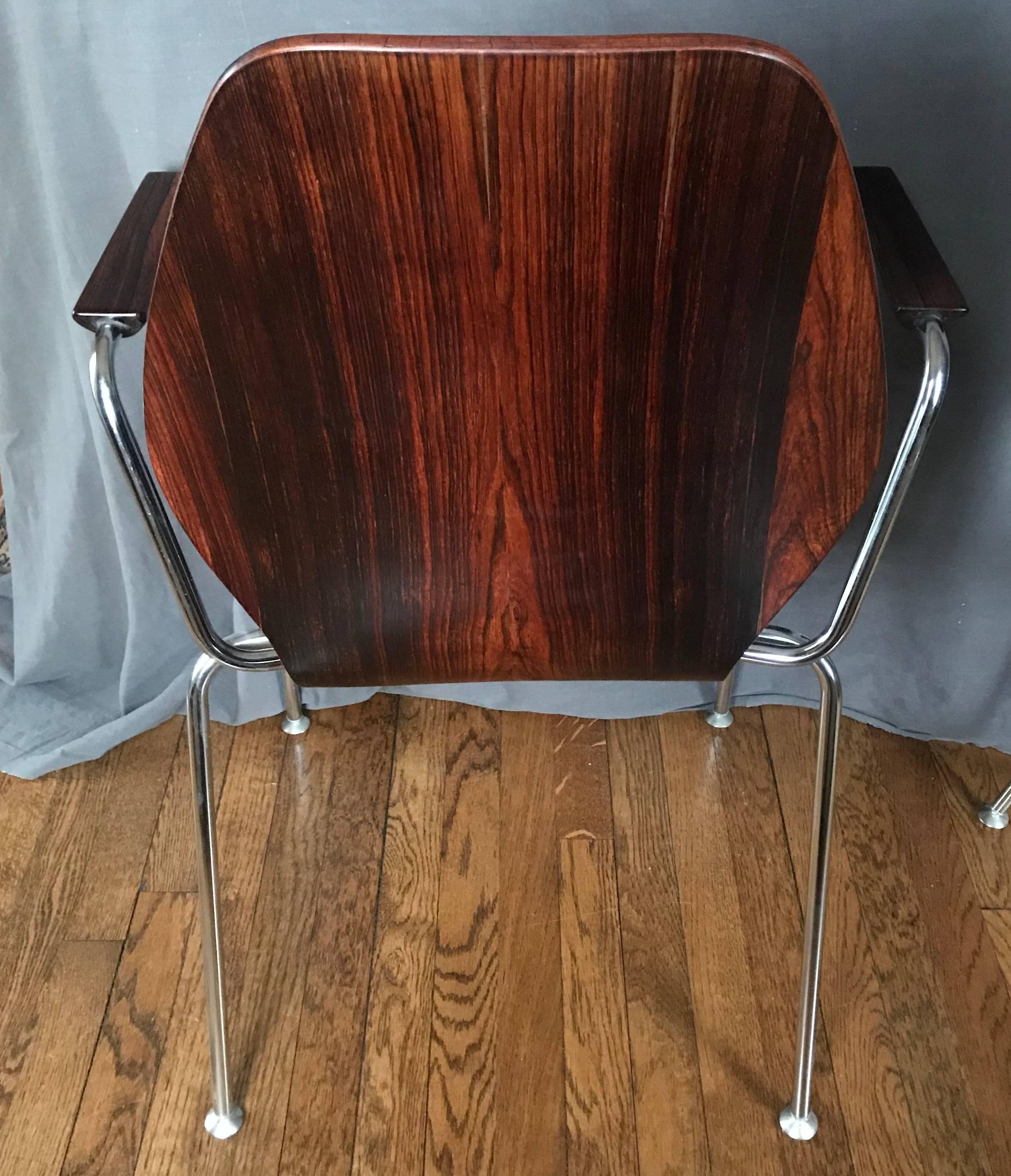 Chrome Midcentury Danish Rosewood Chair