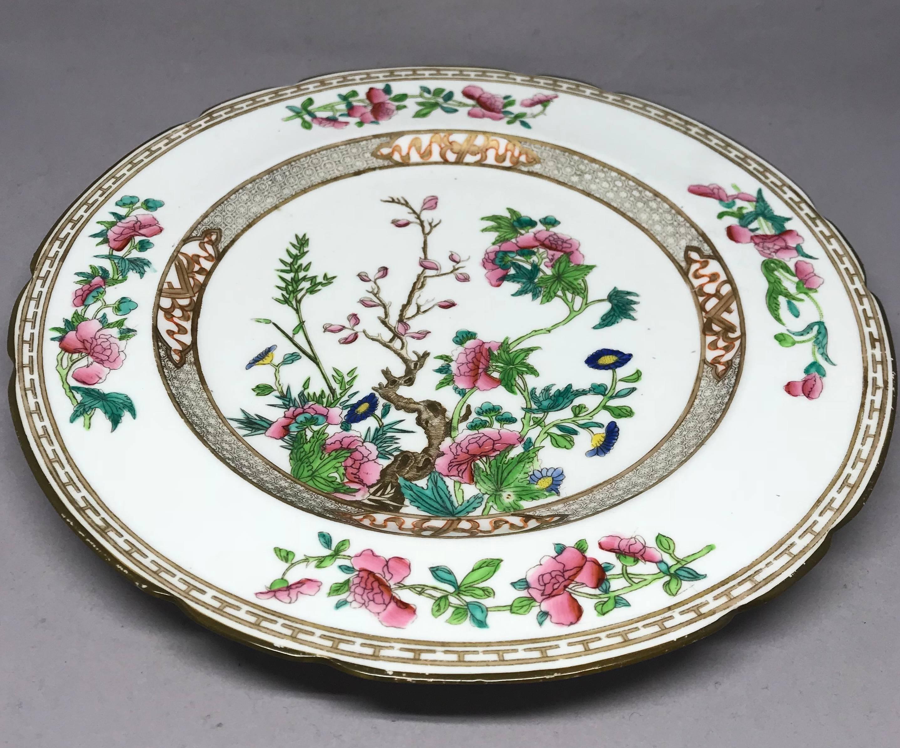 19th Century Set of Ten Pink Indian Tree Plates