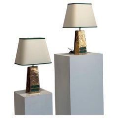 Mithé Espelt Pyramidenlampen, Craquelé-Gold, Frankreich, um 1990