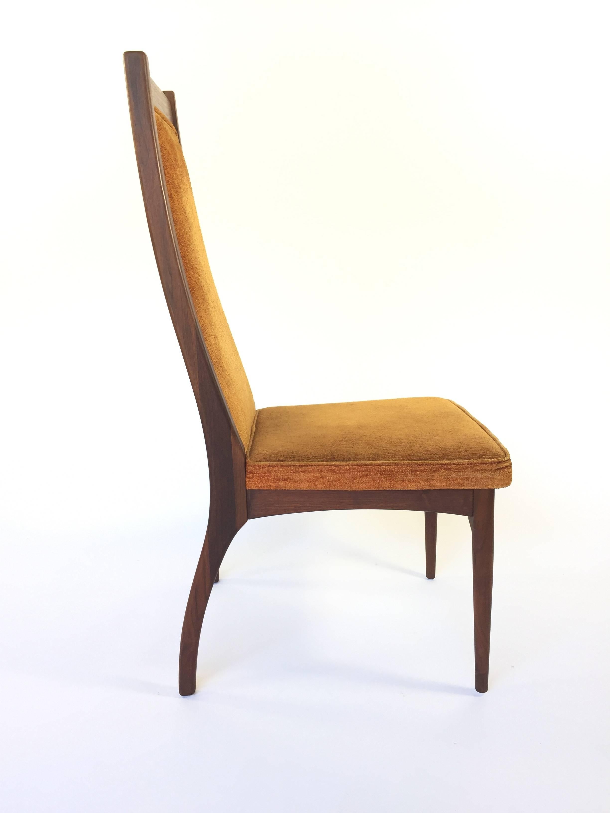 Walnut John Keal for Brown Saltman High Back Dining Chairs, Set of Six For Sale
