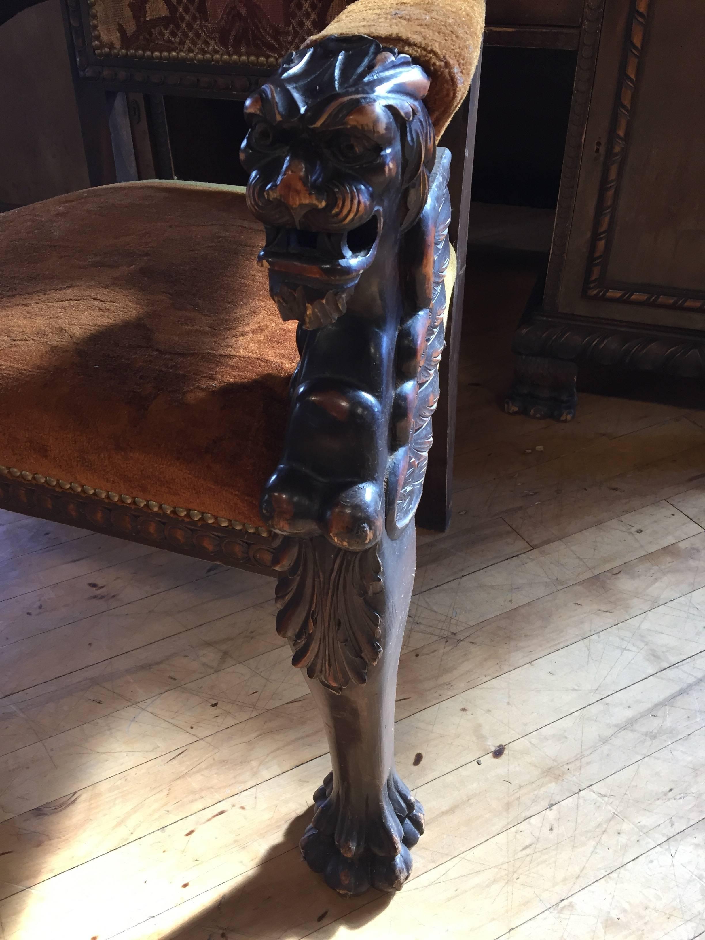 Hand-Carved 19th Century Black Forest Desk and Chair For Sale