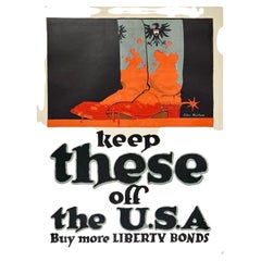 KEEP THESE OFF THE U.S.A. Original Vintage Antique WWI War Propaganda Poster