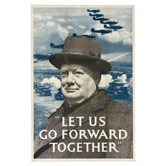 LET US GO FORWARD TOGETHER Original Vintage WWII World War Propaganda Poster
