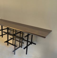 Mikado Wall Mounted Console in Patinated Steel & Wood