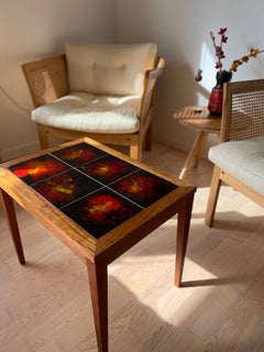 Danish Teak Side Table with Lava Ceramic Tiles, Haslev, 1960s