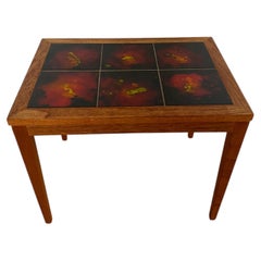 Danish Teak Side Table with Lava Ceramic Tiles, Haslev, 1960s