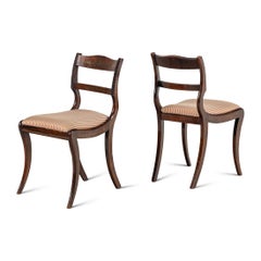 Set of Eight English Regency Brass-Inlaid Dining Chairs, 19th Century