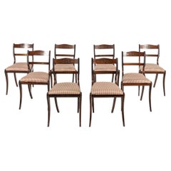 Set of Eight English Regency Brass-Inlaid Dining Chairs, 19th Century
