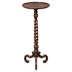 British Oak Barley Twist Pedestal Plant Stand, circa 1920s–1930s
