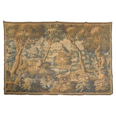 French Verdure Tapestry, Woodland Landscape with Birds and Distant Château