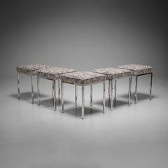 Chrome and Fabric Mid-Century-Modern Stool ‘Brume’, Germany, 1960s, Set of 5