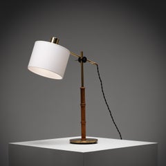 Lampada da tavolo in ottone e legno di Falkenbergs Belysning, Svezia, anni ’60