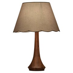 Lampe de table en teck et laiton de style « organique » avec abat-jour « Fleur » – Danemark, années 1960