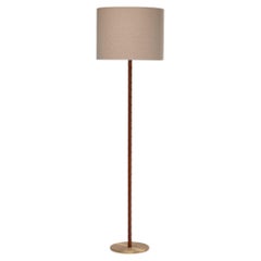 Lampadaire en cuir et laiton, créé par Uno & Östen Kristiansson pour Luxus, Suède, 1960
