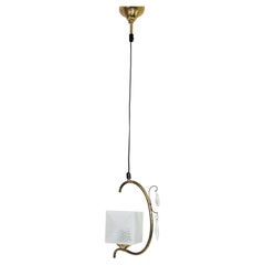 Valinte Brass Pendant Light with Cut Glass Shade and Crystal Prisms, Finland