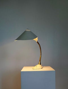 Cosack Cobra Table Lamp, White Painted Metal and Brass, Germany, 1950s