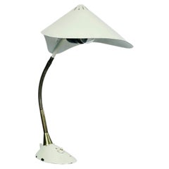 Cosack Cobra Table Lamp, White Painted Metal and Brass, Germany, 1950s
