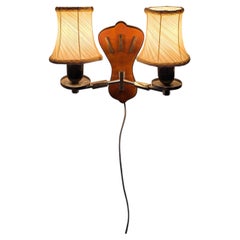 Scandinavian Modern Art Deco Double Wall Sconce With Silk Shades 1930's
