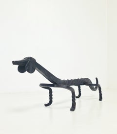 Sculpture nordique de teckel en fer forgé à la main, style « mid-century », Finlande, années 1950
