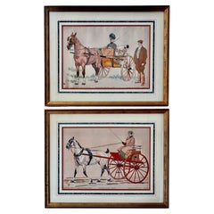 Pair of Edward Penfield “Country Carts” Equestrian Color Lithographs, 1900