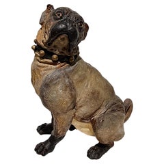 19th Century English Painted Terracotta Model of a Seated Bulldog
