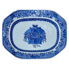 Qing Dynasty Chinese Export Dish, Blue and White Porcelain, Circa 1800
