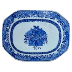 Qing Dynasty Chinese Export Dish, Blue and White Porcelain, Circa 1800