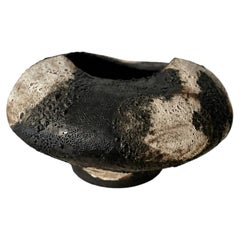 Organic Sculptural Stoneware Vessel with Volcanic Texture, Handmade Ceramic