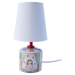 **Lampada da tavolo in ceramica fatta a mano “COFFEE”, design postmoderno ispirato allo stile Memphis**