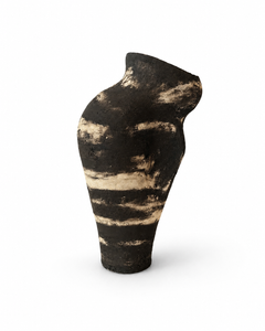 One-of-a-Kind Contemporary Sculptural Black and White Stoneware Vase