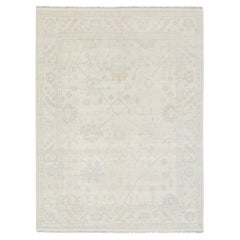 8x10 Ft, Ivory Cream Muted, Oushak Rug, Hand Knotted Wool Rug (J-1659)