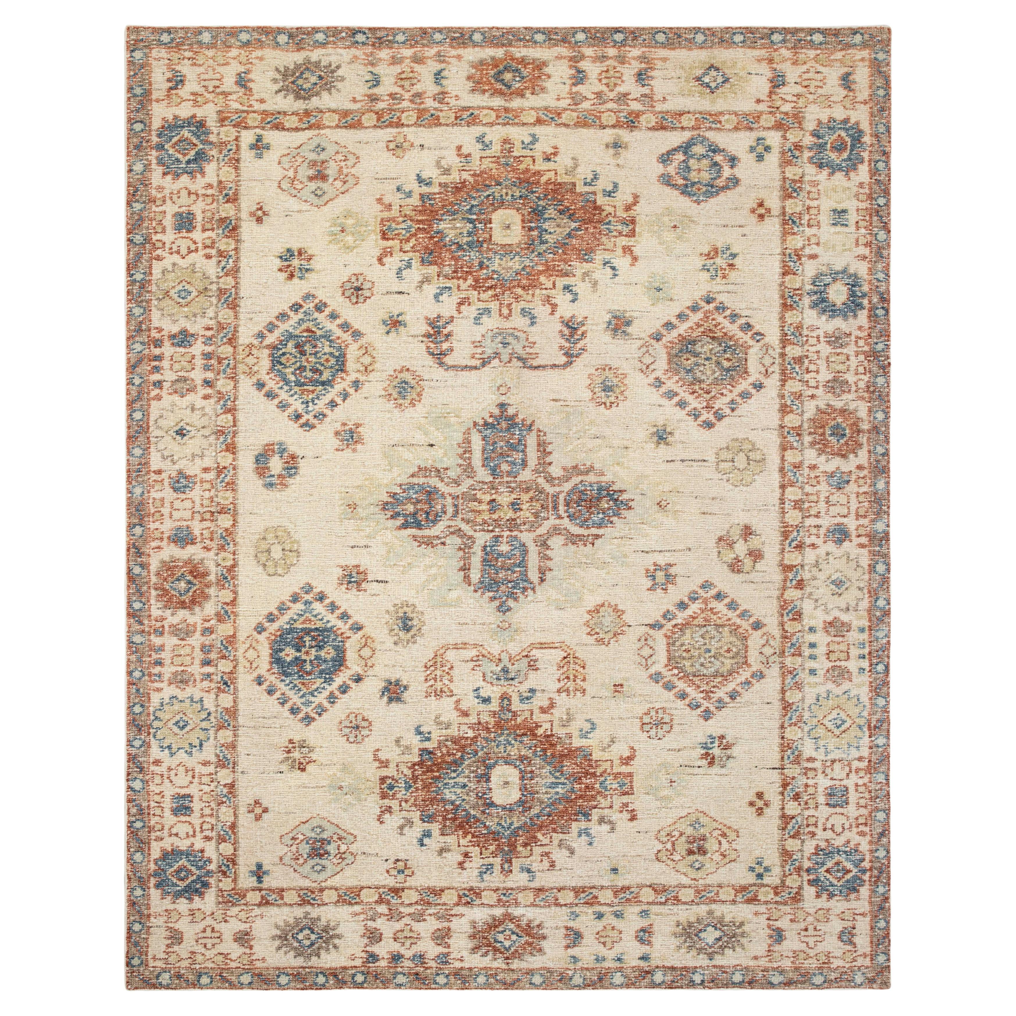 8x10 Traditional Oushak Ivory Red Hand Knotted Wool Rug (JC-10243)