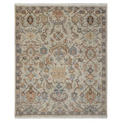 8x10 Ivory and Gray Traditional Oushak Hand Knotted Rug ( G-13421)