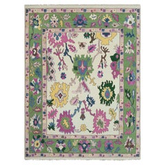 9x12 Lebendiger kaukasischer Kazak-Teppich - Kühne Blumenmotive in Rosa, Grüner Teppich