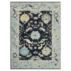 9x12 Black Oushak Rug – Hand-Knotted Wool Custom size Rug ( JC-8152)