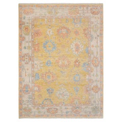 9x12 Gold Turkish Style Inspired Oushak Rug Handmade Woollen Rug ( JC-11120)