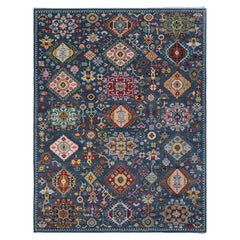 10x14 Navy Colorful Hand Knotted Area Wool Rug ( JC- 7678 )
