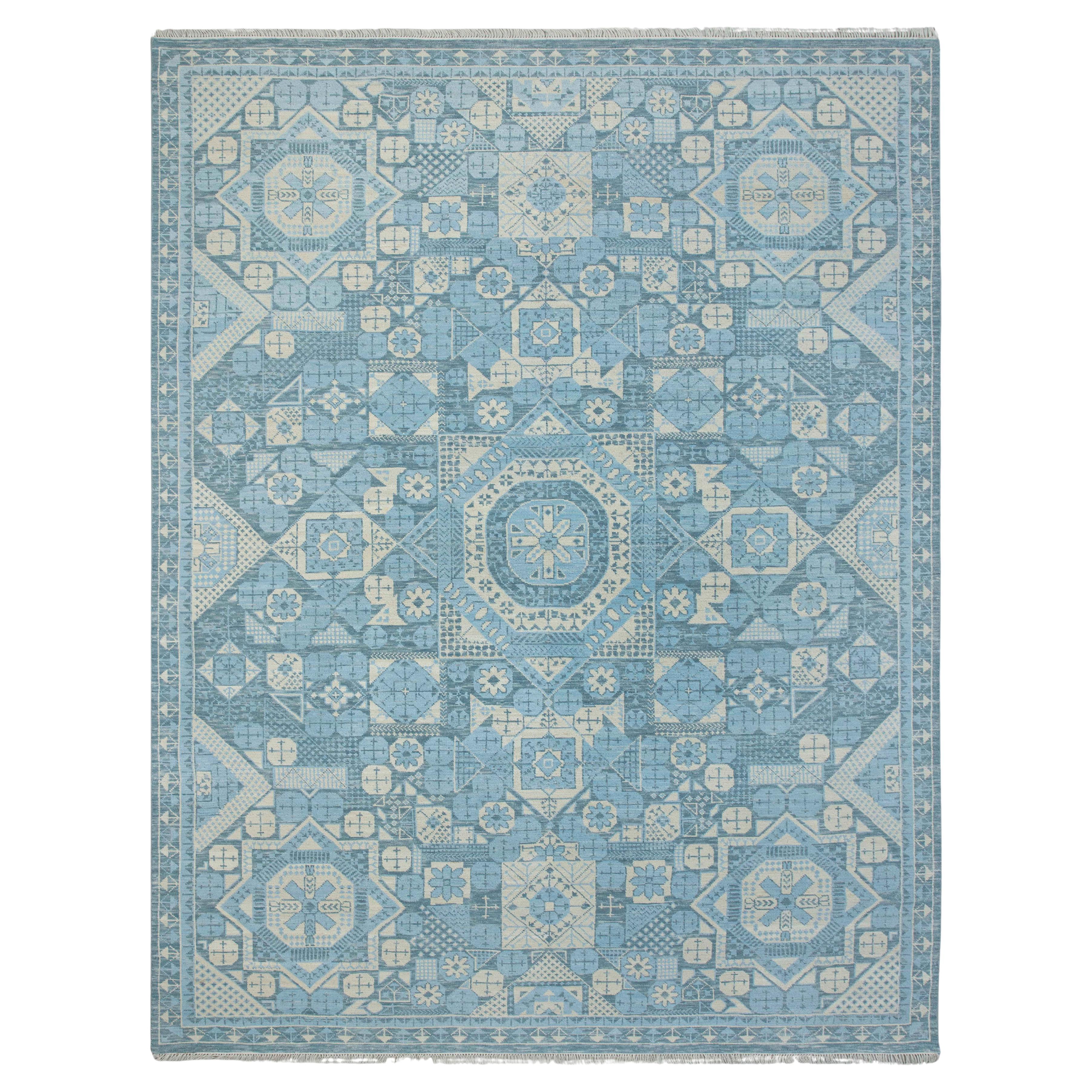 10x14 Blue Persian Mamluk Oushak Hand knotted Wool Rug ( JC- 13807)