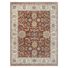 9x12 Rust Red Oushak Wool Rug Hand knotted Floral Rug ( G-13598 )