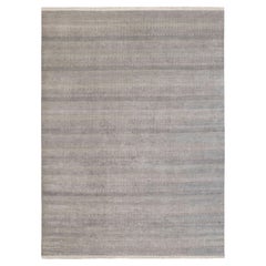 10x14 Gray Black Stripes Savannah Handmade Area Wool Rug ( JC-7757 )
