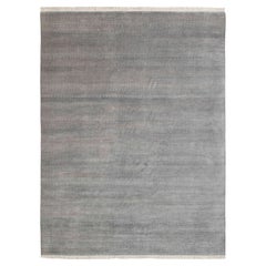 10x14 Gray Black Stripes Savannah Handmade Area Wool & Silk Rug ( JC-7460)